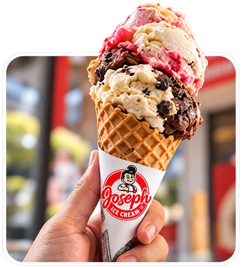 Cascão artesanal Joseph Ice Cream crocante com várias bolas